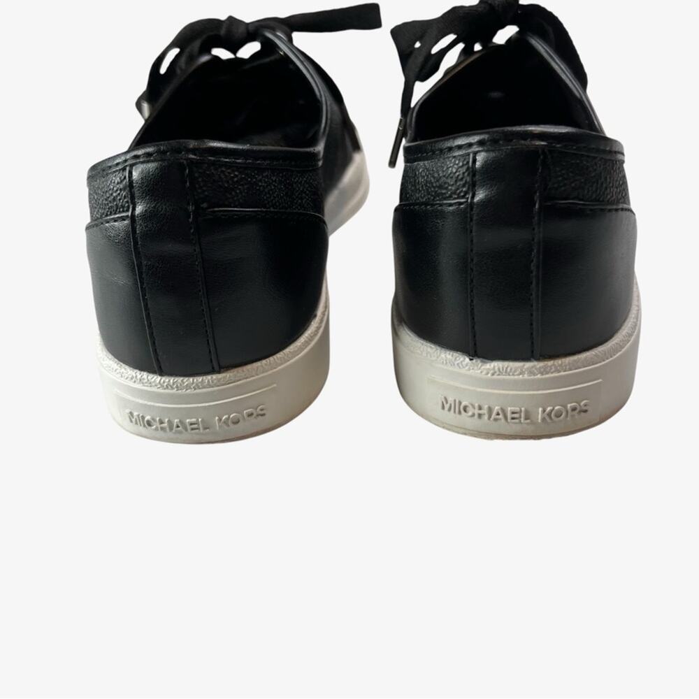 Michael Kors Womens MK City Sneakers SZ 9 Black Gray Low Top Lace Up Logo Shoes - Picture 3 of 12
